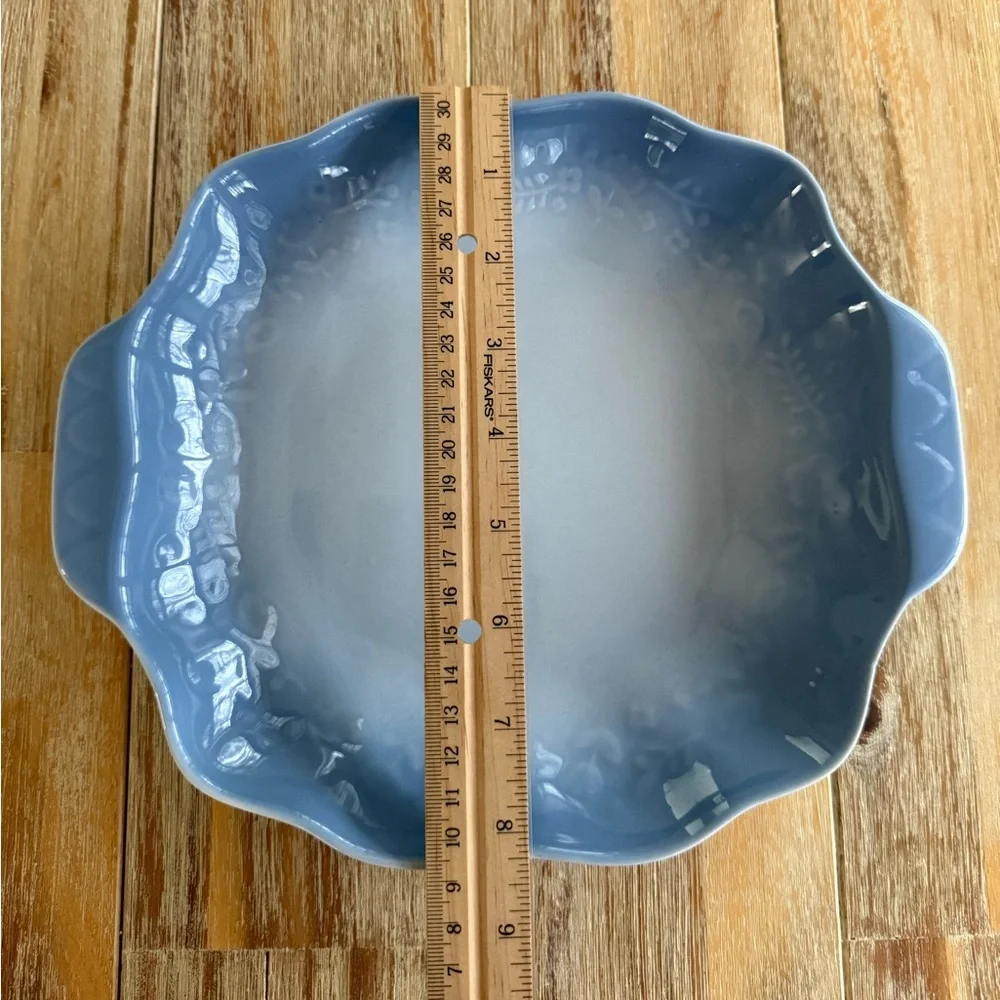 Ombré Blue Ceramic Serving Dish Floral Design